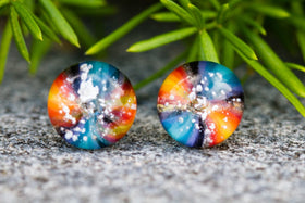 Tie Dye Stud Earrings with Cremation Ash