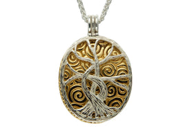 Reversable Tree of Life Silver and Gold Pendant