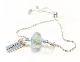 Glass Bead Bolo Bracelet with Cremains