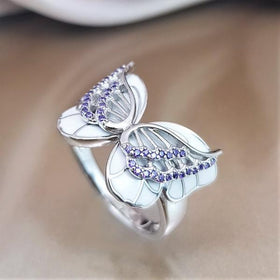 White Butterfly Angel Ring