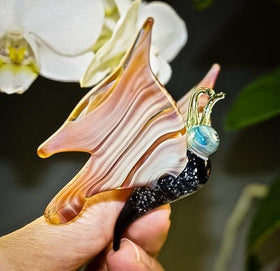 Amber Glass Butterfly with Infused Cremation Ash