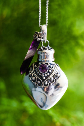 Amethyst Silver Heart Necklace