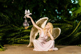 Angel Cremation Ash Keepsake Urn with Silver Heart Pendant