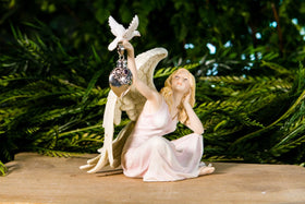 Angel Cremation Ash Keepsake Urn with Silver Heart Pendant