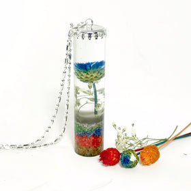 Beach Flower Memorial Necklace with Cremation Ash