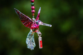 Beautiful Glass Hummingbird with Sterling Silver Keepsake Vial