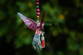 Beautiful Glass Hummingbird with Sterling Silver Keepsake Vial