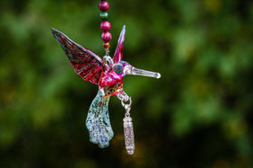Beautiful Glass Hummingbird with Sterling Silver Keepsake Vial