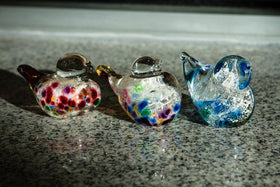 Bird in the Hand Glass Paperweight with Infused Ash