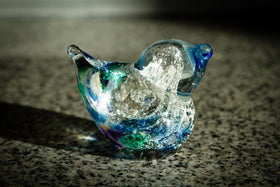 Bird in the Hand Glass Paperweight with Infused Ash