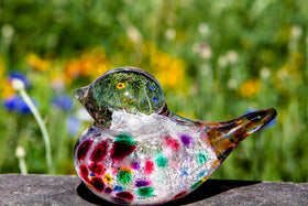 Bird in the Hand Glass Paperweight with Infused Ash