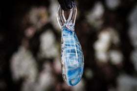 Blue Moon Teardrop Pendant with Infused Cremation Ash