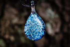 Blue Moon Teardrop Pendant with Infused Cremation Ash