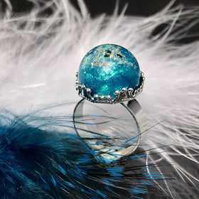 Ring and Earring Set with Infused Ashes - Pearl Finish