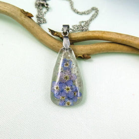 Botanical Jewelry with Infused Ashes and Forget Me Not Flowers