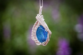 The Soho - Sterling Silver Wire Wrapped Dichroic Glass Pendant with Cremation Ash