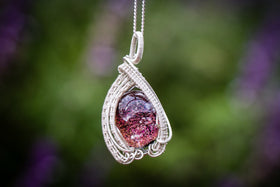 The Soho - Sterling Silver Wire Wrapped Dichroic Glass Pendant with Cremation Ash