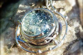 Caged Glass Galaxy Pendant - Unique Cremation Jewelry with Cremation Ash in Glass