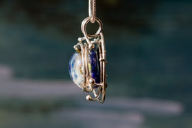 Caged Glass Galaxy Necklace- Cremation Jewelry