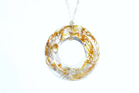 Calendula Flowers Washer Necklace with Infused Cremation Ash