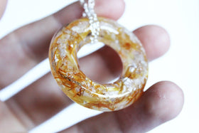 Calendula Flowers Washer Necklace with Infused Cremation Ash