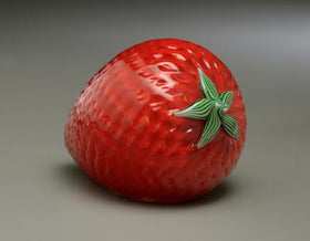 Clear Glass Strawberry with Red Swirl