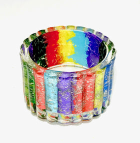 Rainbow Votive with Cremation Ash