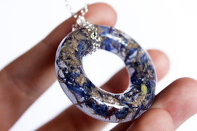 Cornflower Washer Necklace with Infused Cremation Ash