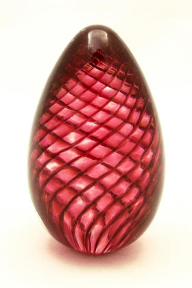 Cranberry Spiral Glass Egg with Cremation Ash