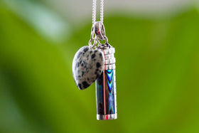Dalmation Paua Shell Silver Necklace for Cremation Ash