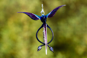 Double Tailed Hummingbird Bird with Silver Keepsake for Ashes