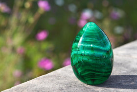 Emerald Green Egg Glass Memorial Paperweight with Cremains Ash