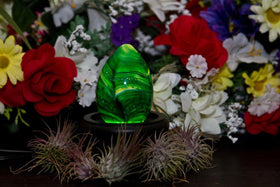 Emerald Green Egg Glass Memorial Paperweight with Cremains Ash