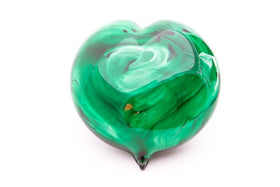 Emerald Memorial Glass Heart Paperweight with Ash