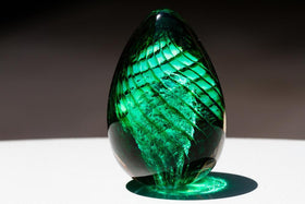 Emerald Spiral Egg - Cremation Glass Art