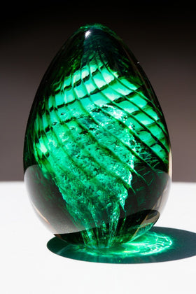 Emerald Spiral Egg - Cremation Glass Art