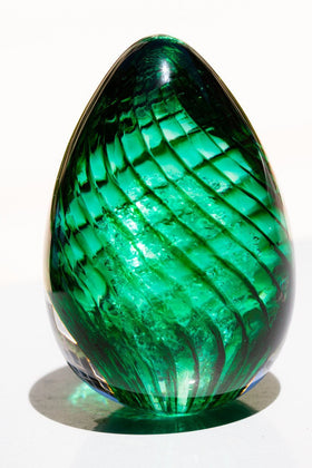 Emerald Spiral Egg - Cremation Glass Art