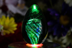 Emerald Spiral Egg - Cremation Glass Art