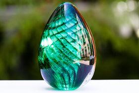 Emerald Spiral Egg - Cremation Glass Art