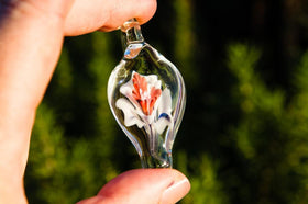 Glass Flower Pendants with Infused Ash