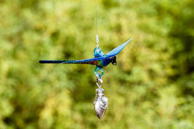 Glass Dragonfly Figurine with Silver Keepsake for Ashes