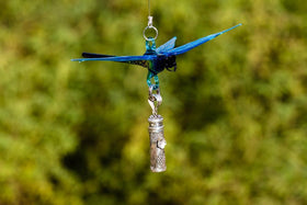Glass Dragonfly Figurine with Silver Keepsake for Ashes