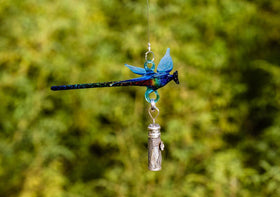 Glass Dragonfly Figurine with Silver Keepsake for Ashes