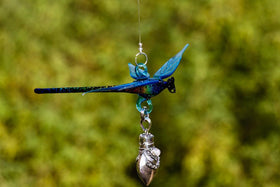 Glass Dragonfly Figurine with Silver Keepsake for Ashes
