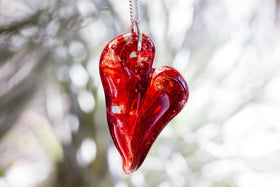 Glass Heart Pendant with Ash