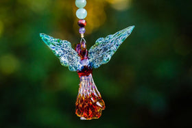 Glass Hummingbird with Silver Keepsake Urn for Cremains