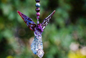 Glass Hummingbird with Silver Keepsake Urn for Cremation Ash