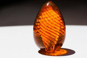 Glass Spiral Cremation Urn with Infused Ash - Orange