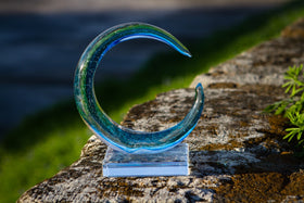 Glass Crescent Moon with Cremation Ash