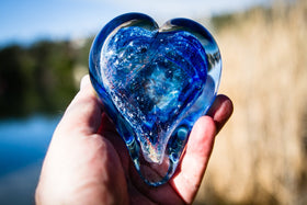 Dichroic Hearts with Cremains